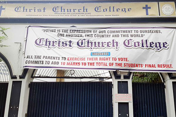 Christ Church college has once again taken an initiative to promote voting.10 marks will be added to those student's final result whose parents have voted in the elections. 